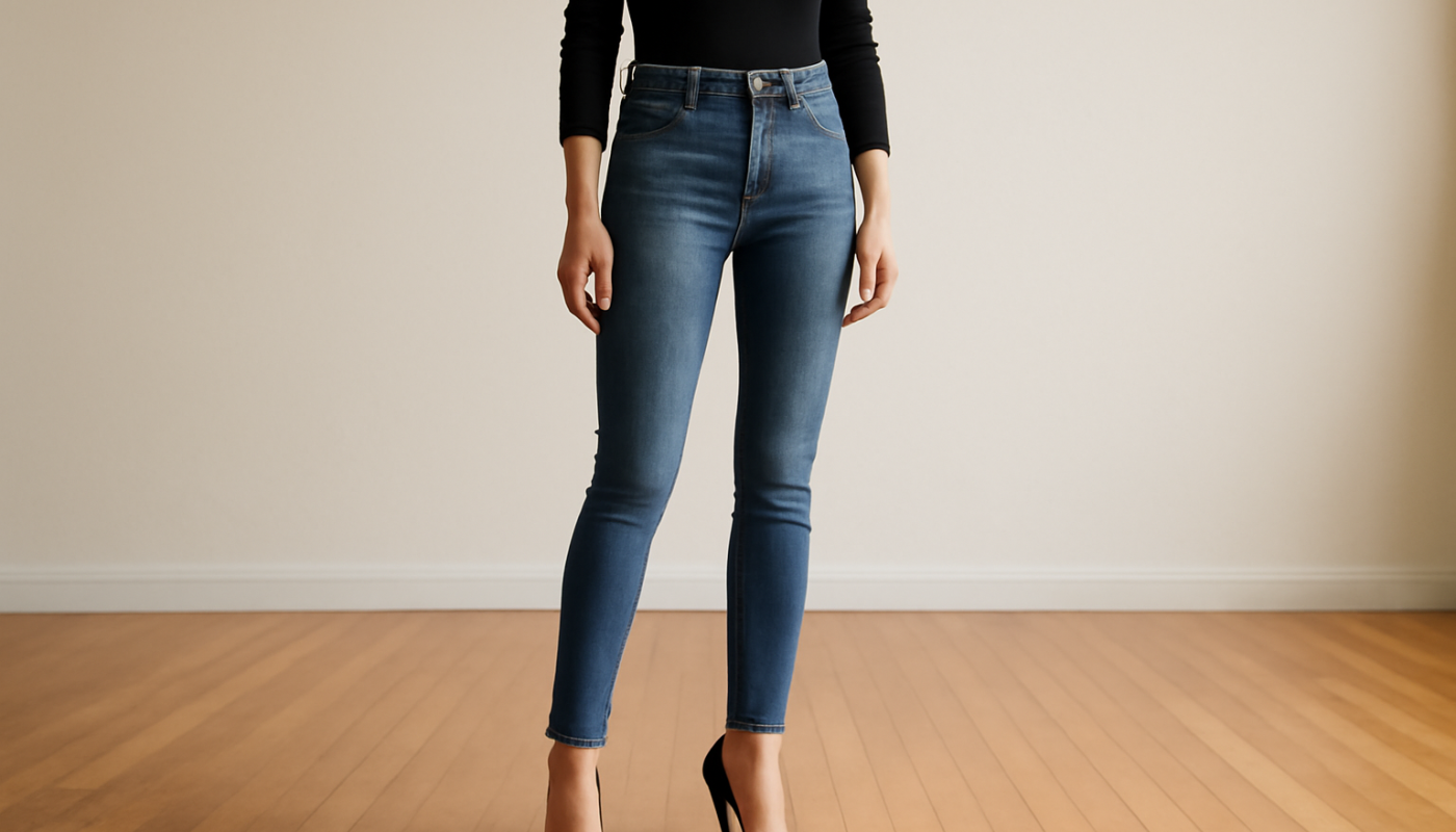 femme debout en talons sur parquet