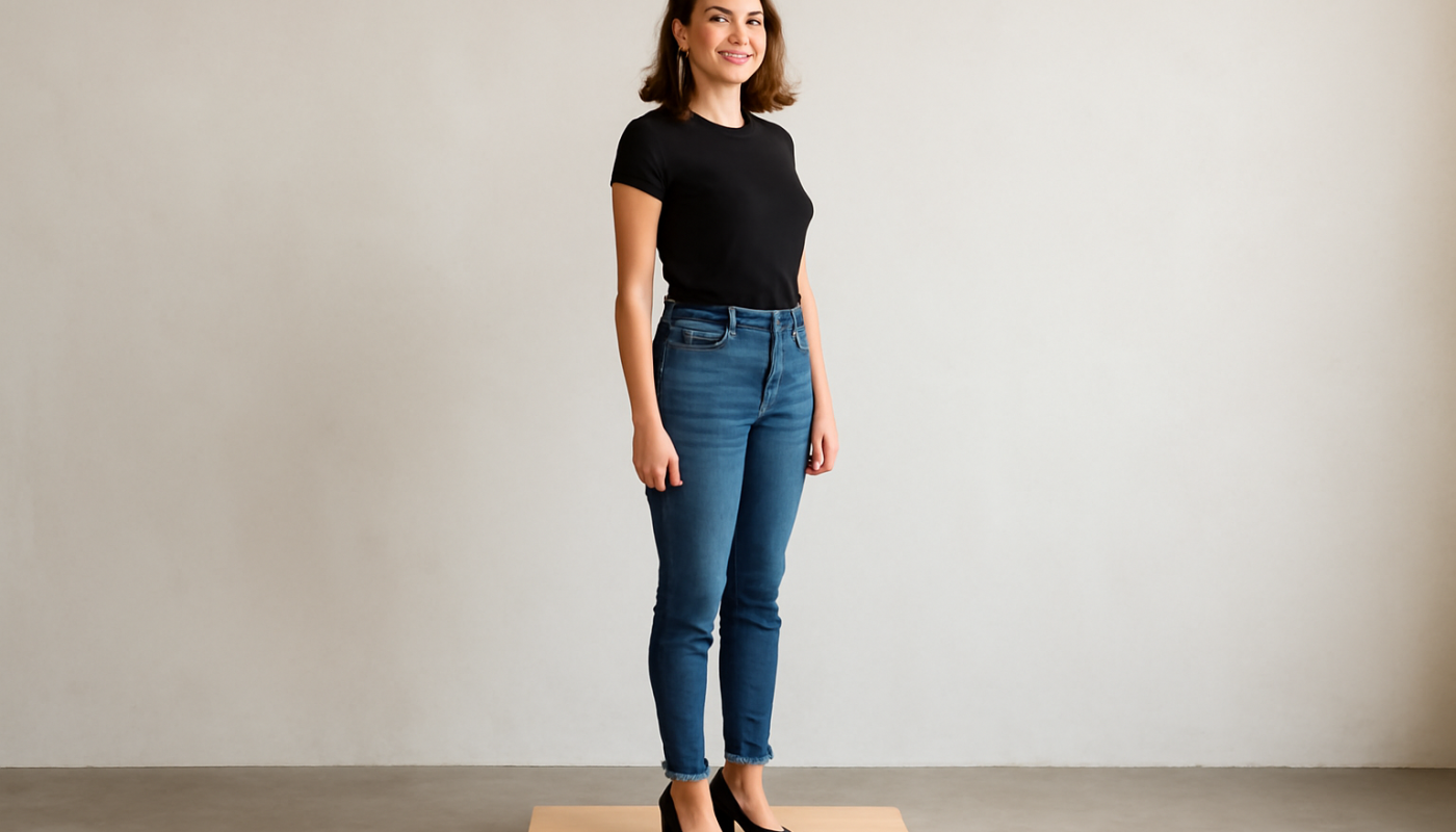 femme debout portant talons stables sur estrade