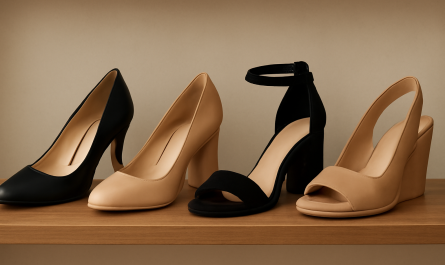différents types de talons alignés sur étagère