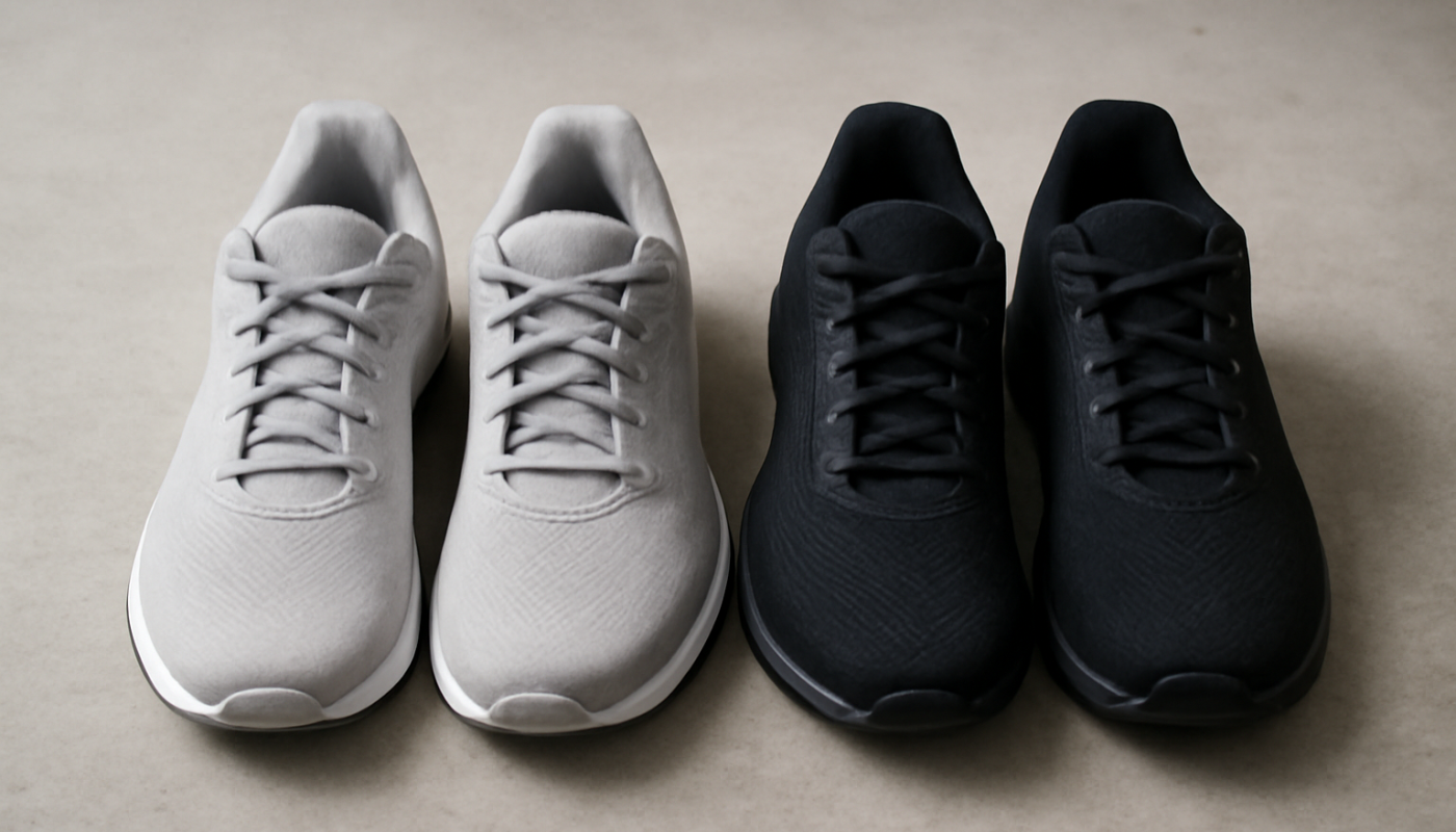deux paires de chaussures sport cote a cote