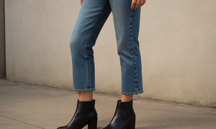 femme portant bottines courtes et jean crop