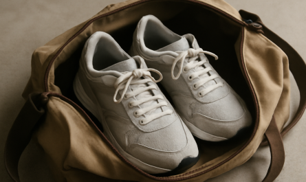 paire de baskets compacte dans sac de voyage