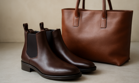 bottines chelsea posees pres d'un sac