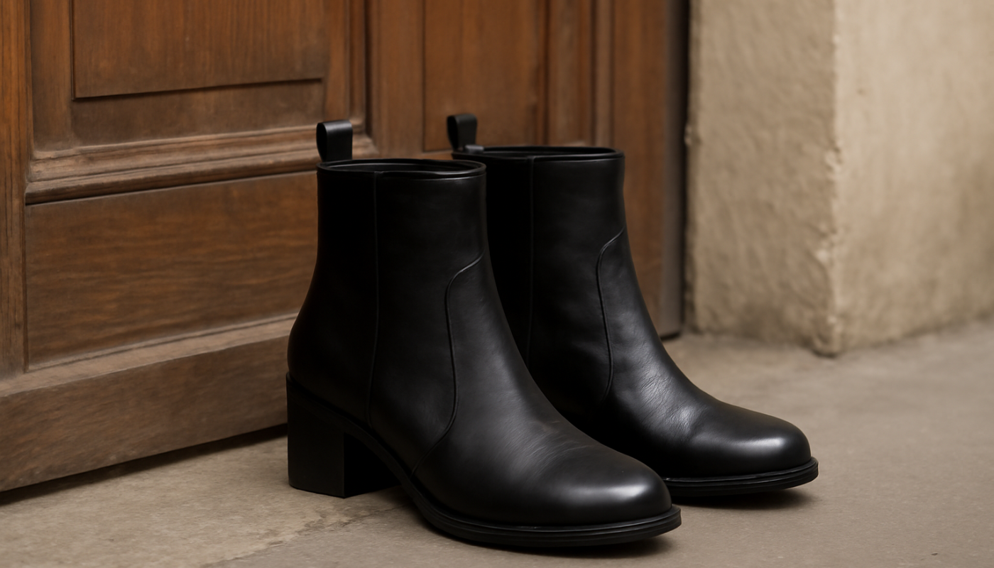 paire de bottines posées près d'une porte