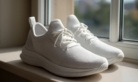paire de baskets aerees pres d'une fenetre