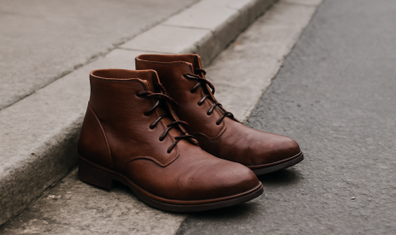 bottines posées près d'un trottoir urbain