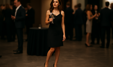 femme debout en escarpins lors d'un cocktail
