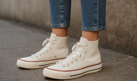 femme portant baskets montantes avec jean