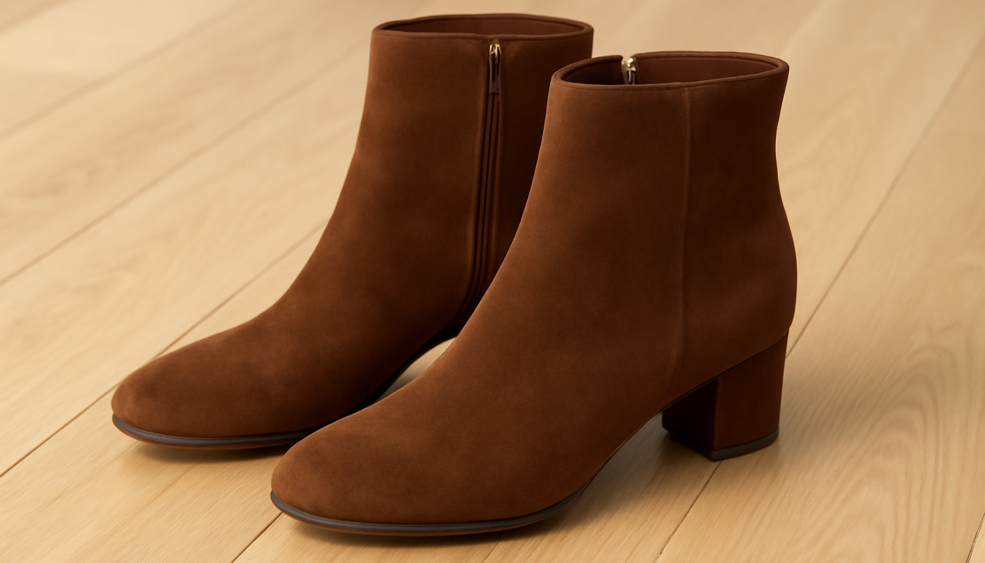 paire de bottines posee sur parquet clair