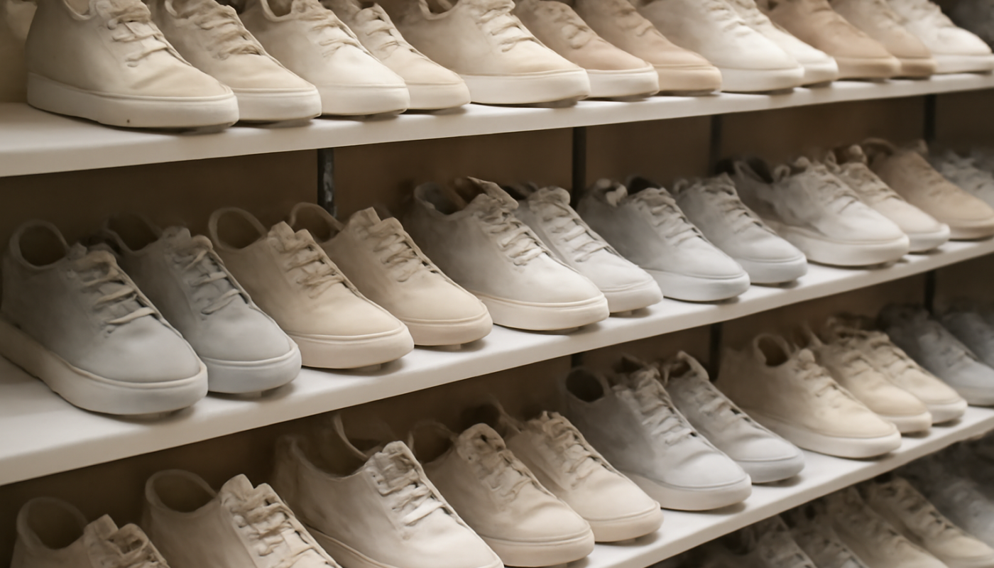 rayon de baskets neutres en magasin