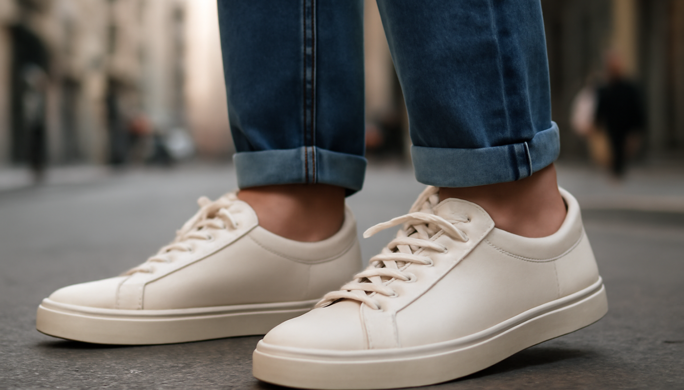 baskets basses portees par une personne en ville