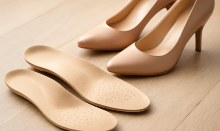 semelles orthopediques posees pres de talons