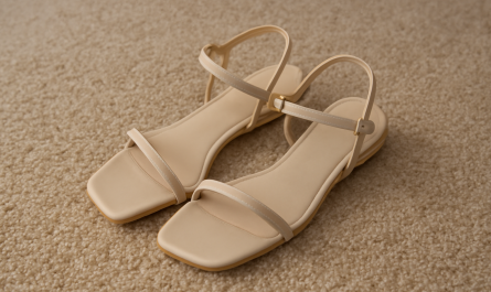 sandales a brides posees sur moquette de reception