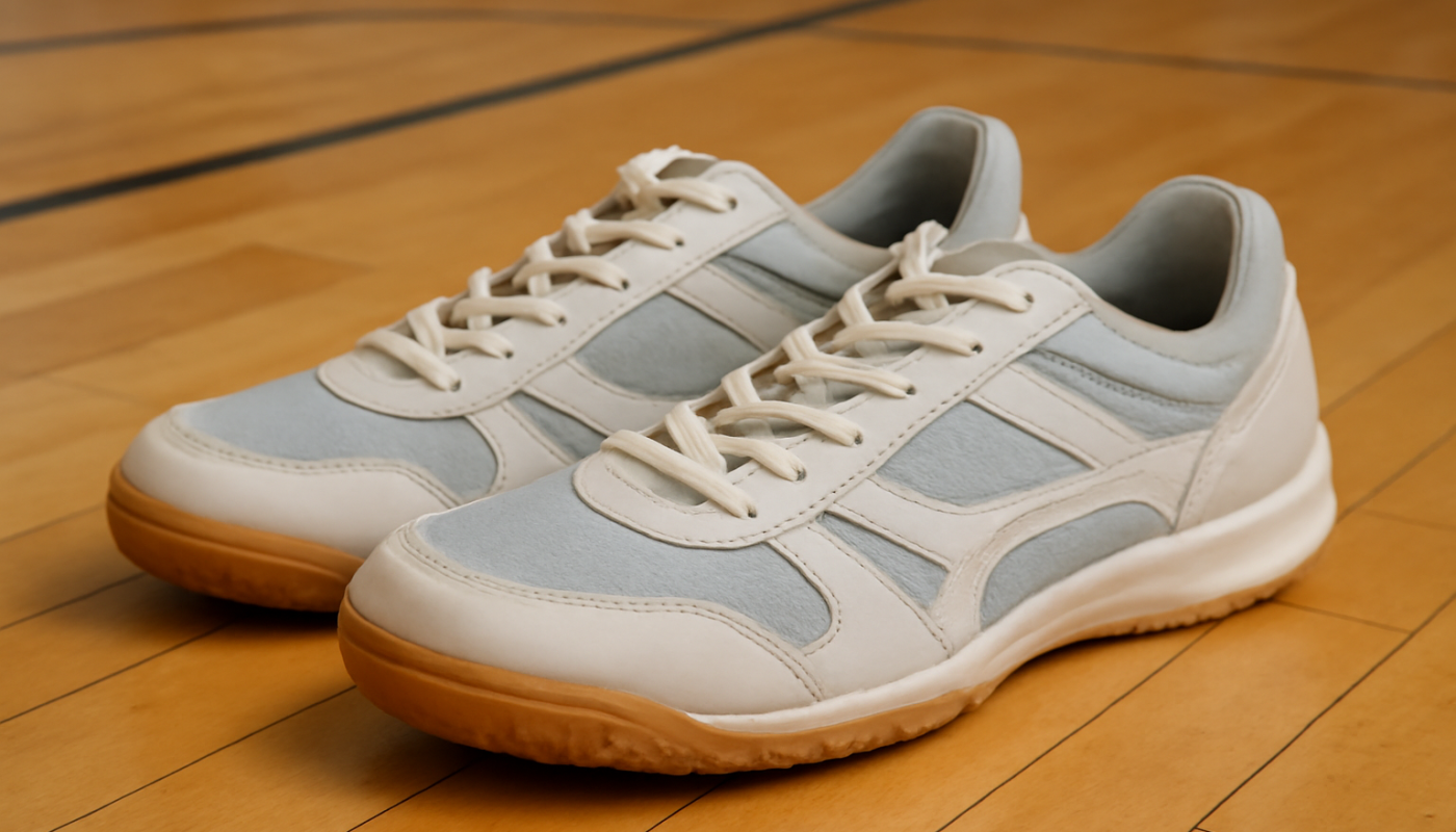 paire de chaussures indoor sur sol de salle