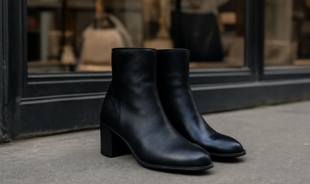 bottines posées devant vitrine urbaine