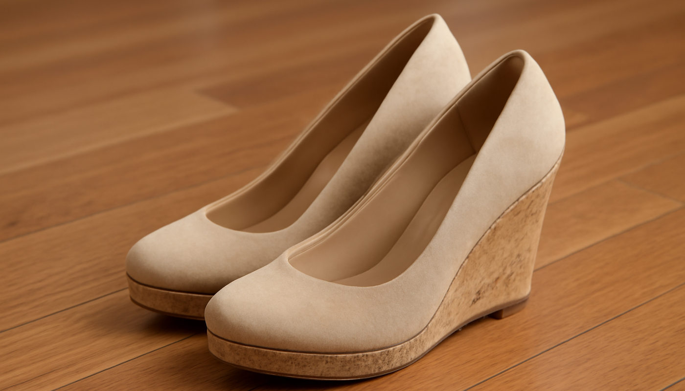 paire de talons compenses sur plancher