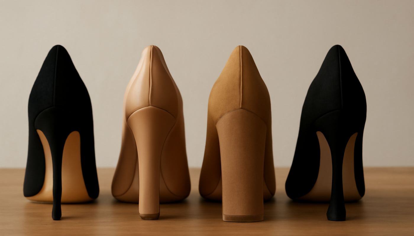 différentes formes de talons alignées sur une table