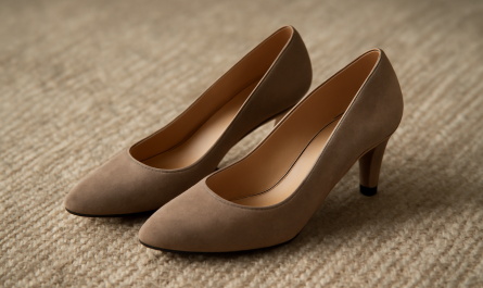 paire de talons mi-hauts posee sur tapis