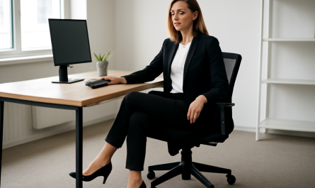 femme au bureau portant talons mi-hauts