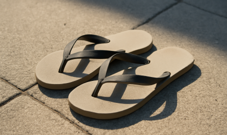 tongs posées sur trottoir ensoleillé