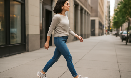femme marchant en baskets légères en ville