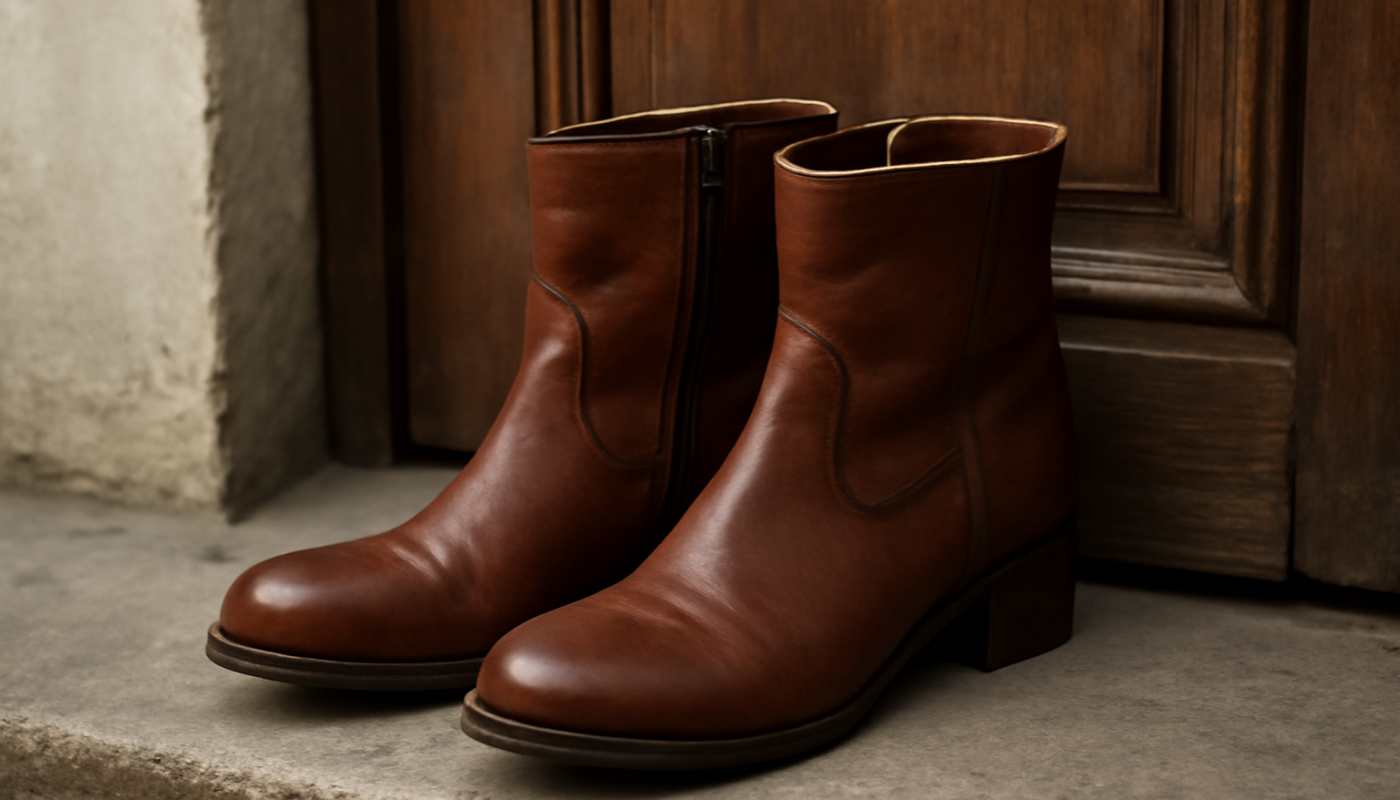 bottines posées près d'une porte