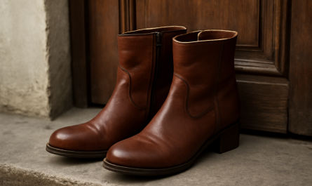 bottines posées près d'une porte
