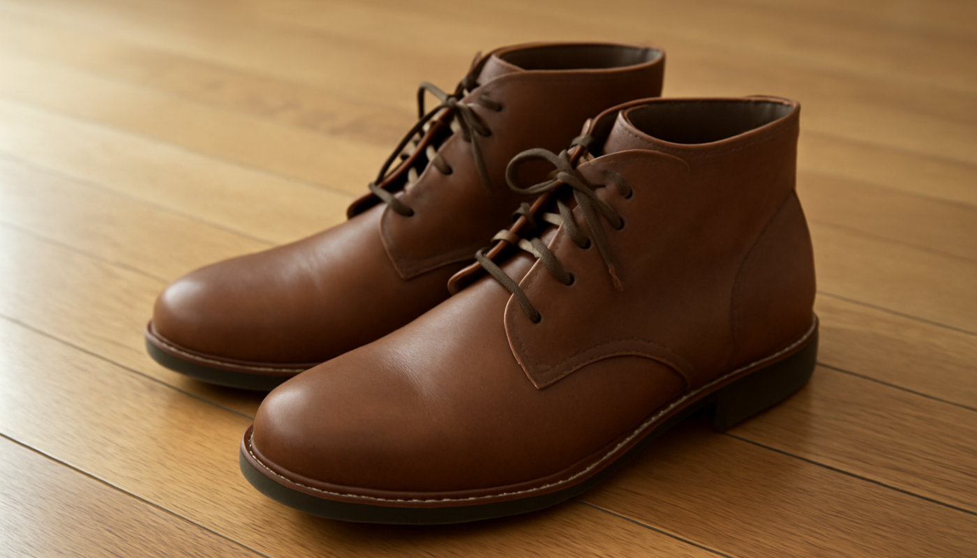 paire de bottines plates posée sur parquet