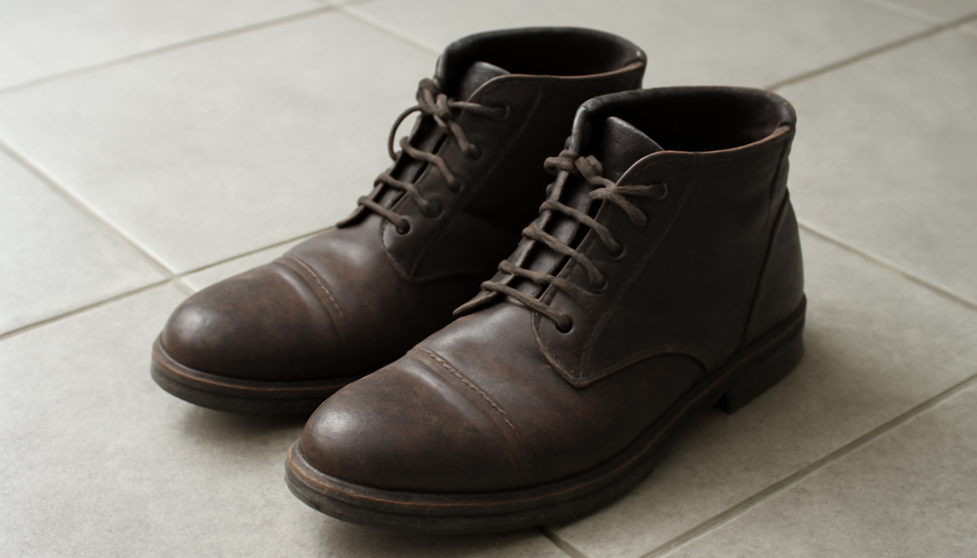 bottines posées sur carrelage froid