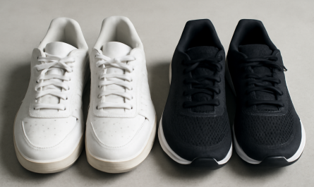 paire de baskets et chaussures de fitness côte à côte