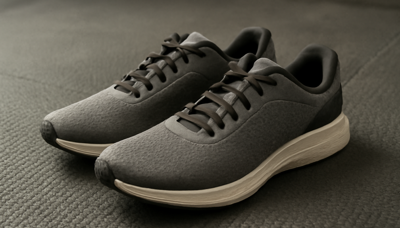 paire de chaussures de sport sur tapis de gym