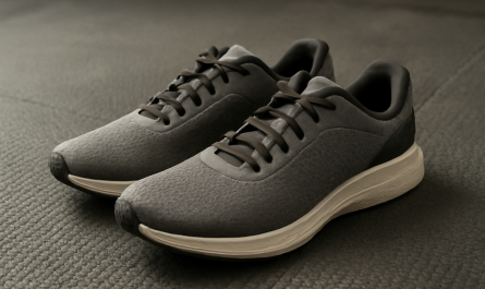 paire de chaussures de sport sur tapis de gym