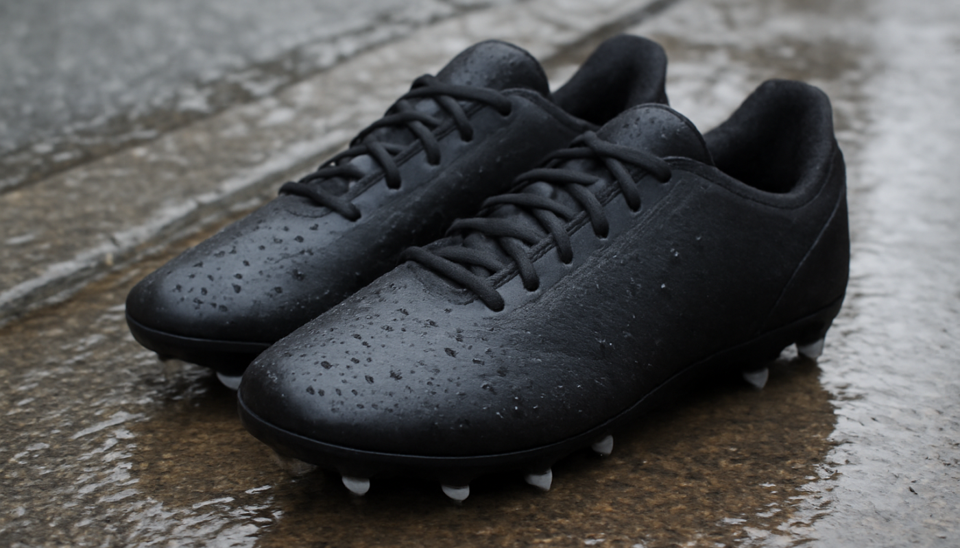 chaussures sport à crampons sur trottoir humide