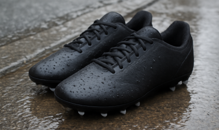 chaussures sport à crampons sur trottoir humide