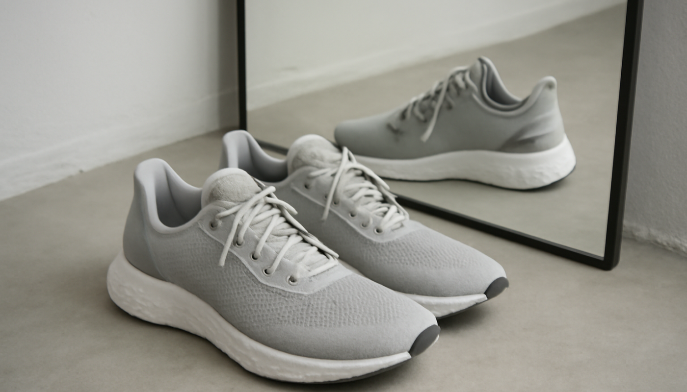 paire de chaussures sport pres d_un miroir
