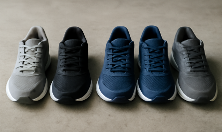paires de chaussures sport alignées au sol