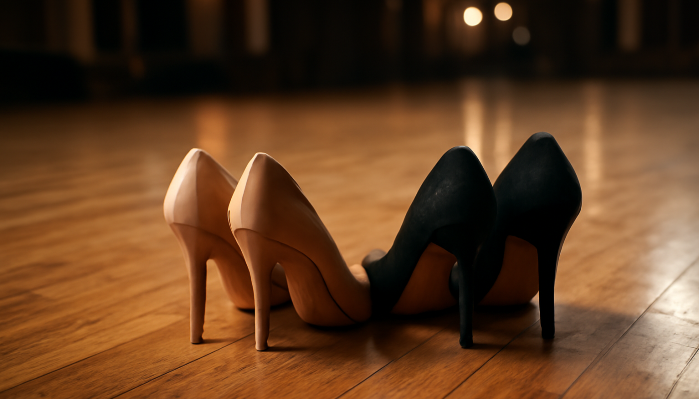 paires de talons posées près d'une piste de danse