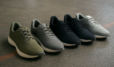 chaussures de sport alignées sur sol de gym