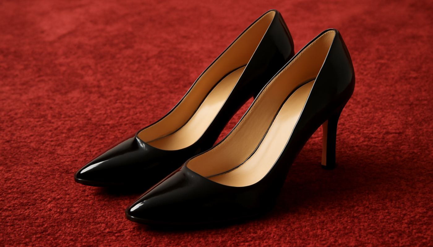 une paire d'escarpins sur tapis de soirée