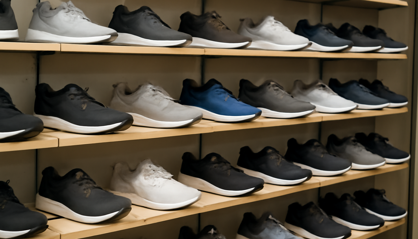 rayon de chaussures de sport en magasin