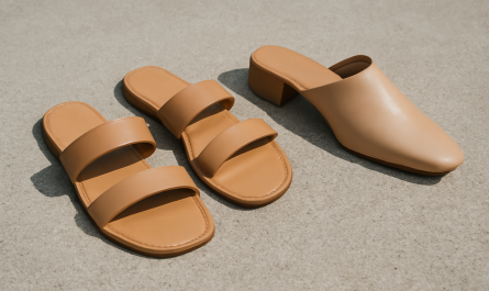 sandales à brides posées près de mules