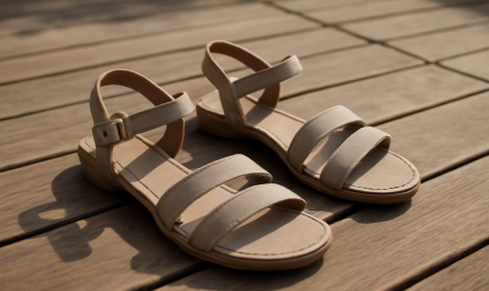 sandales a brides posees sur terrasse