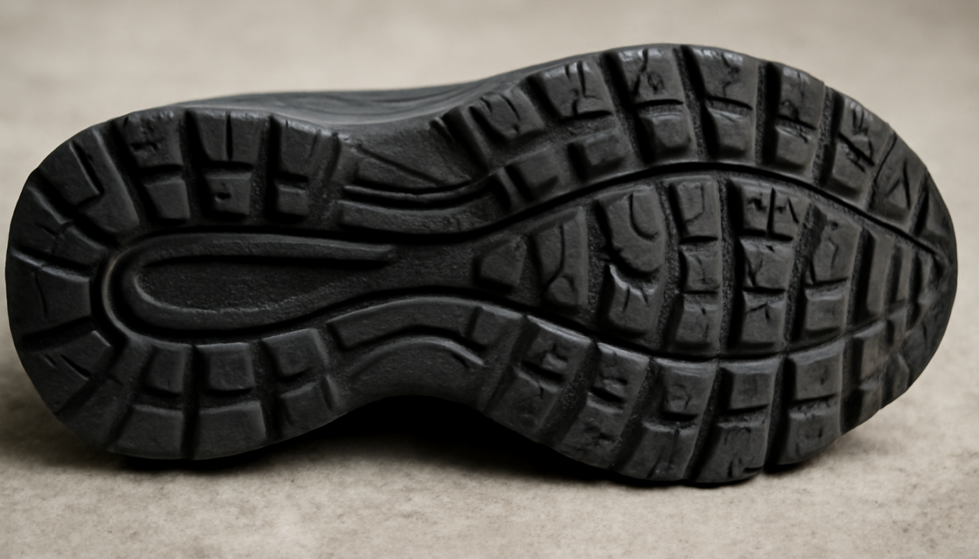 semelle de chaussure sportive montrant relief adhérent