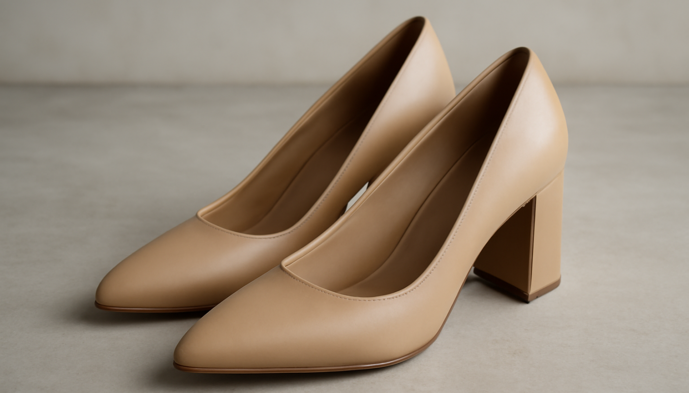 paire d'escarpins à talon carré posée