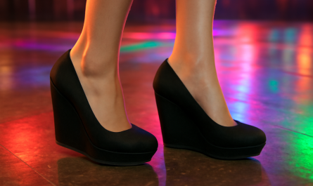 talons compensés sur piste de danse