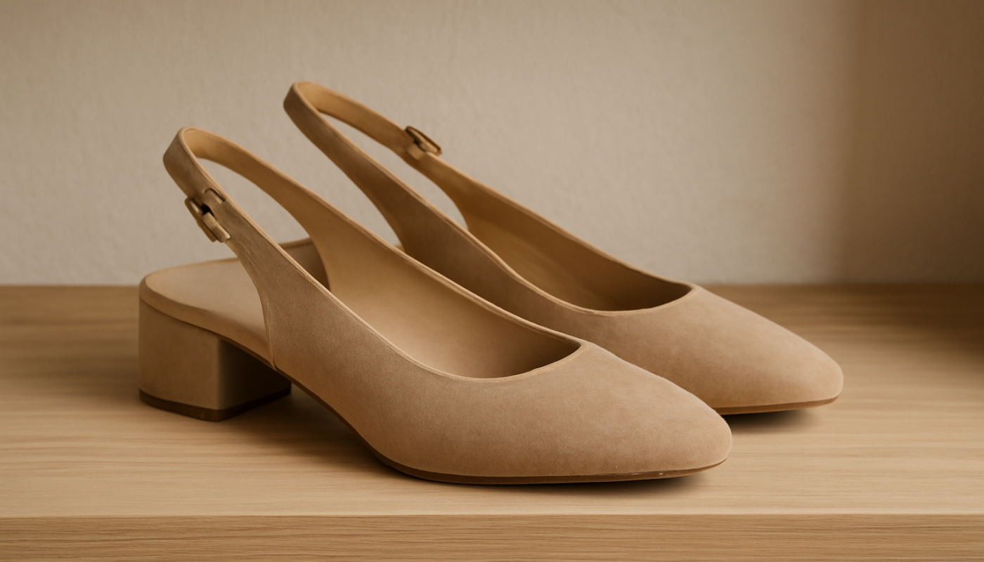 paire de talons bas poses sur etagere