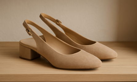 paire de talons bas poses sur etagere