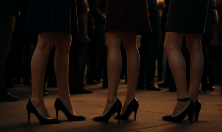 foule debout en soirée avec plusieurs talons