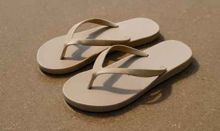 tongs légères posées sur sable humide
