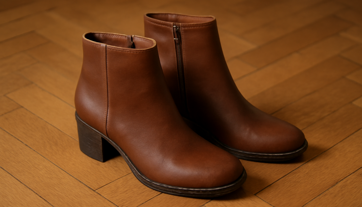 bottines posées côte à côte sur parquet